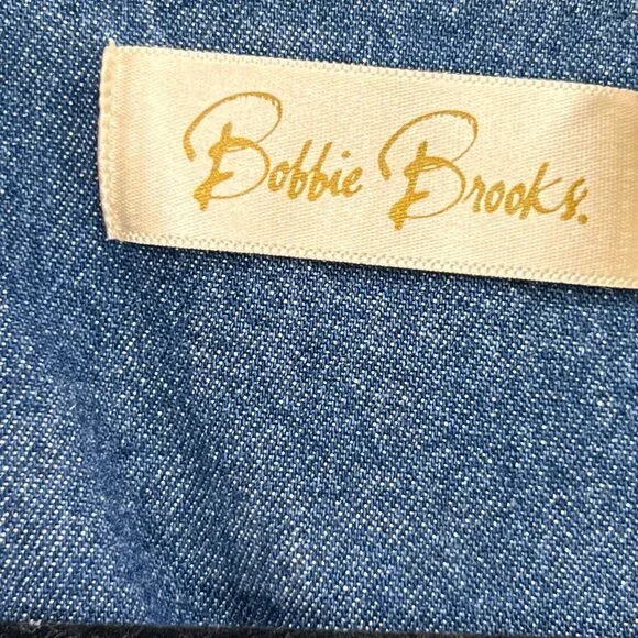 Vtg Bobbie Brooks Embroidered Denim Floral Shirt XL Floral Pintuck Blue Collar - Picture 12 of 16